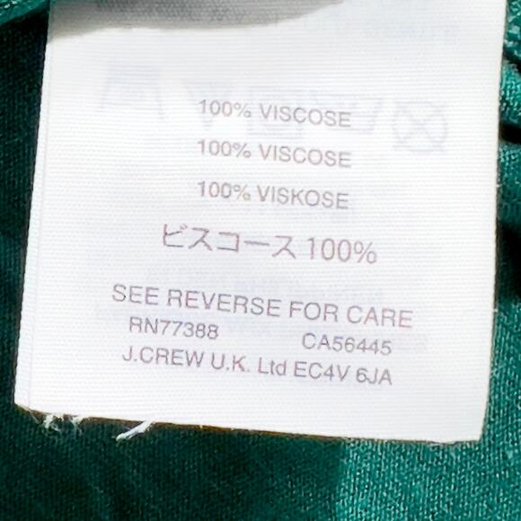 J. Crew Cap Sleeve Pullover Blouse Style H4622 Teal Green Tie in Front Viscose - Picture 8 of 10